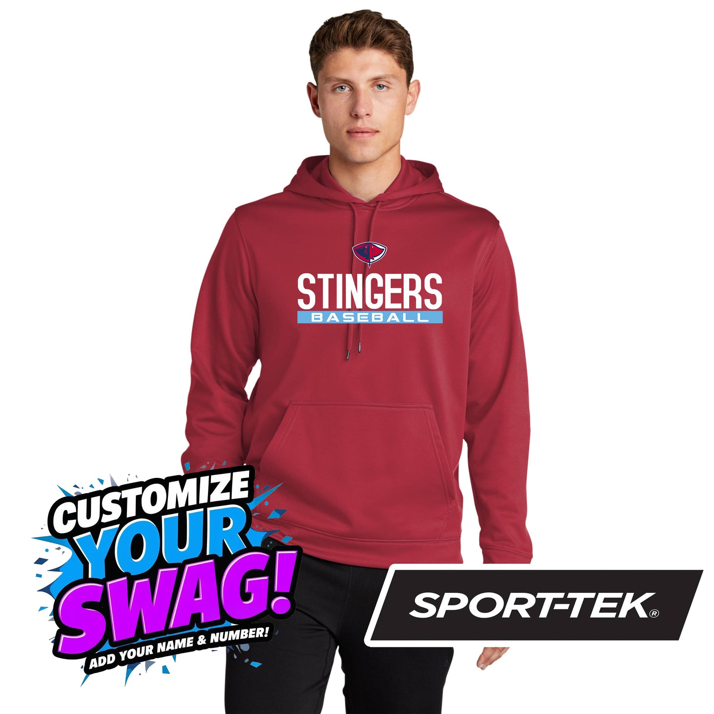 Sport-Tek Sport-Wick Fleece Hooded Pullover F244 - Pasco Stingers Baseball