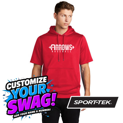 Sport-Tek Sport-Wick Fleece Short Sleeve Hooded Pullover ST251 -Arrows Baseball