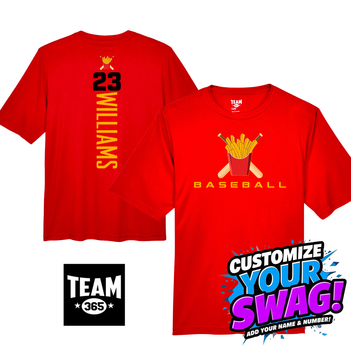 GAME TIME - Team 365 Youth & Men's Zone Performance T-Shirt - Team Rally Fries Baseball