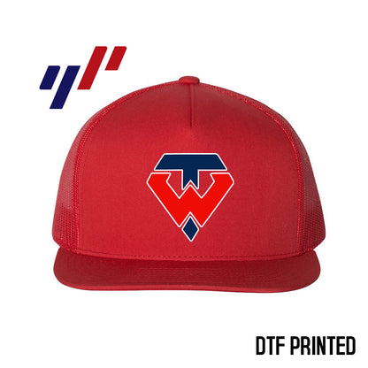 Yupoong 6006 Adult 5-Panel Classic Trucker Hat - DTF PRINTED - Tampa Warriors Baseball