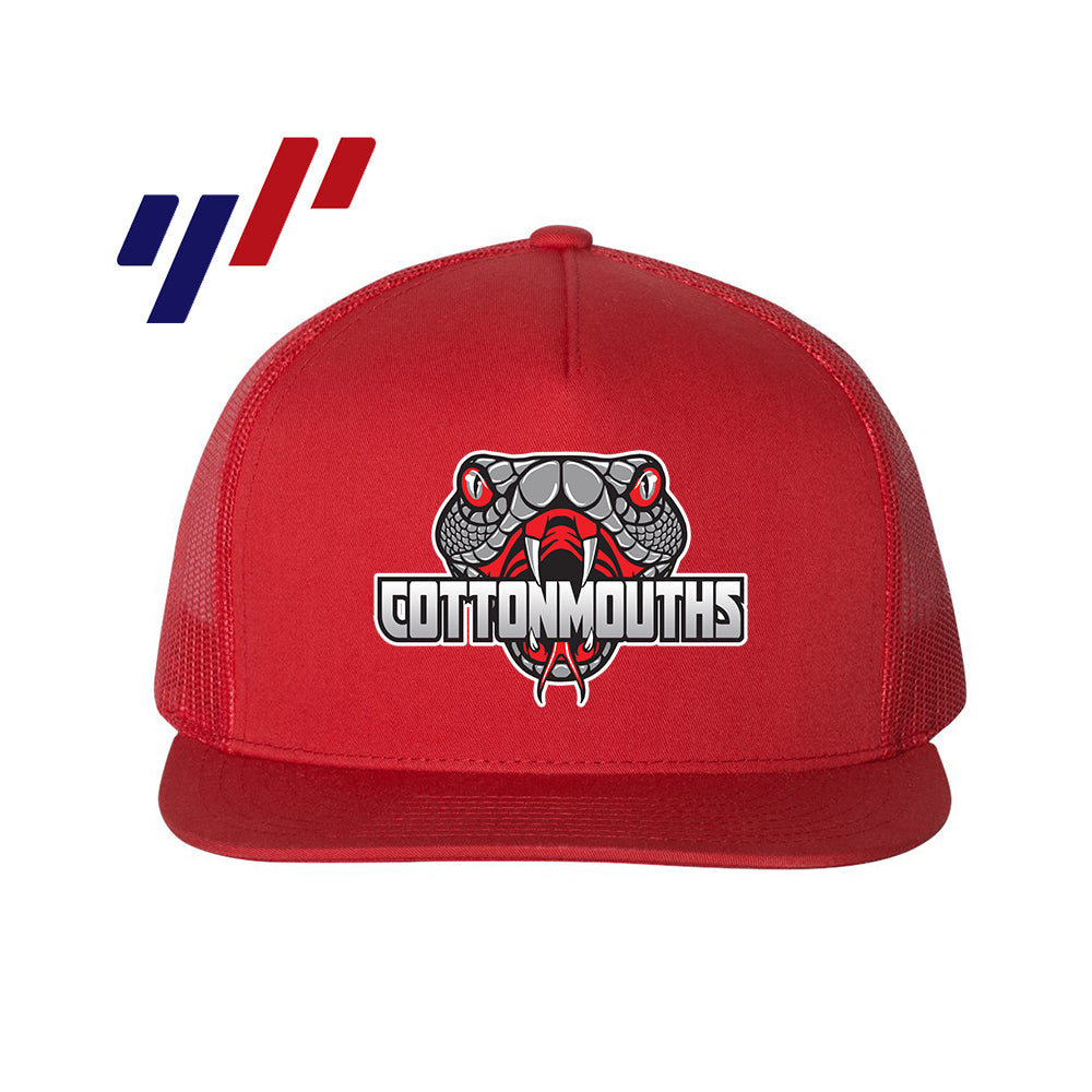 Yupoong 6006 Adult 5-Panel Classic Trucker Hat - DTF PRINTED - Black Creek Cottonmouths