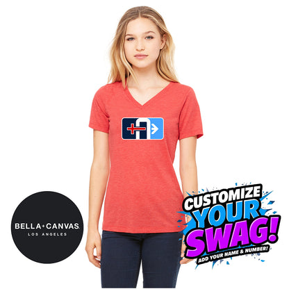 Bella + Canvas 6415 Ladies' Relaxed Triblend V-Neck T-Shirt - Arrows Baseball
