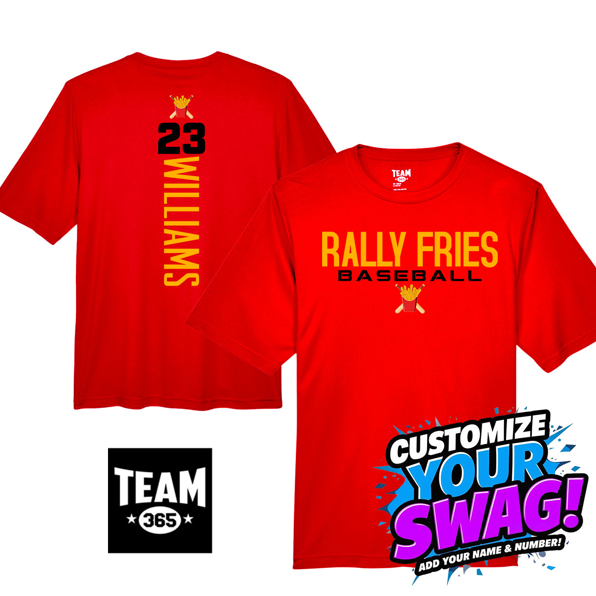 GAME TIME - Team 365 Youth & Men's Zone Performance T-Shirt - Team Rally Fries Baseball