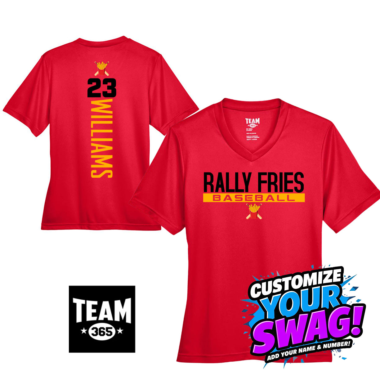 GAME TIME - Team 365 TT11W Women's Zone Performance T-Shirt - Team Rally Fries Baseball