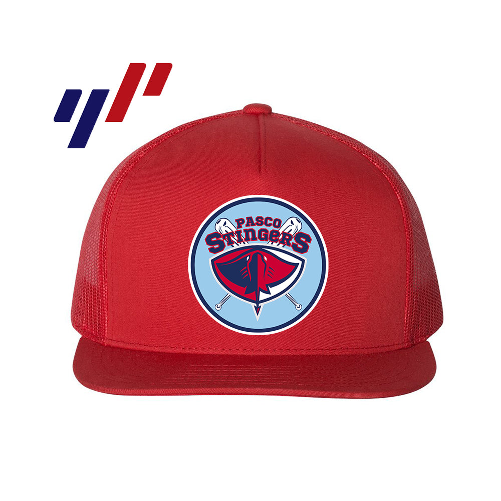 Yupoong 6006 Adult 5-Panel Classic Trucker Hat - DTF PRINTED - Pasco Stingers Baseball