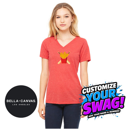 Bella + Canvas 6415 Ladies' Relaxed Triblend V-Neck T-Shirt - Team Rally Fries Baseball