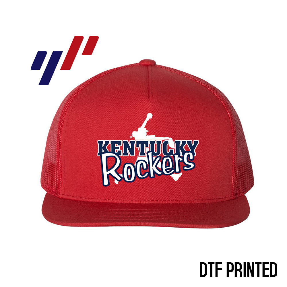 Yupoong 6006 Adult 5-Panel Classic Trucker Hat - DTF PRINTED - KY Rockers Softball