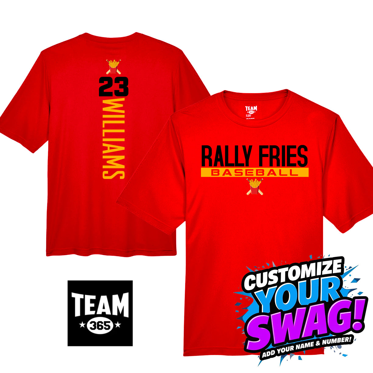 GAME TIME - Team 365 Youth & Men's Zone Performance T-Shirt - Team Rally Fries Baseball