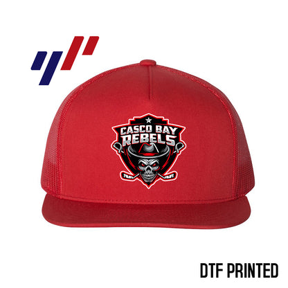 Yupoong 6006 Adult 5-Panel Classic Trucker Hat - DTF PRINTED - Casco Bay Rebels Hockey