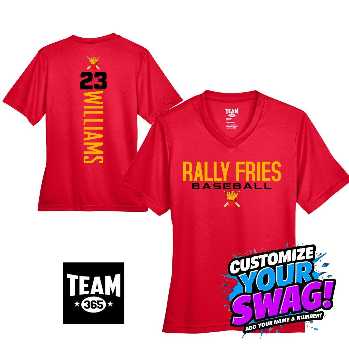 GAME TIME - Team 365 TT11W Women's Zone Performance T-Shirt - Team Rally Fries Baseball
