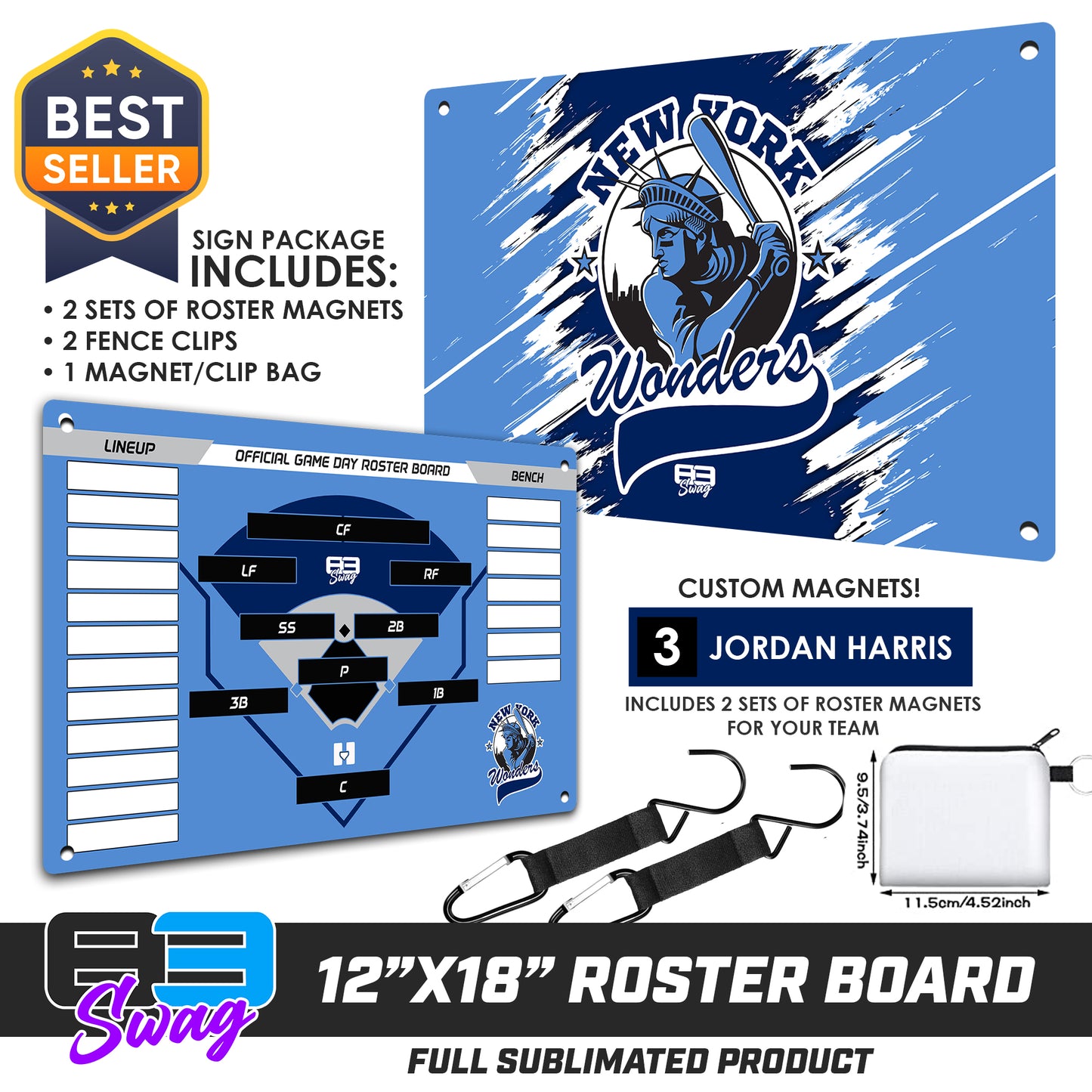 Custom Team Roster Magnetic Board - New York Wonders