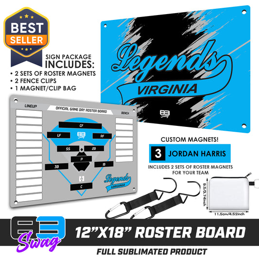 Custom Team Roster Magnetic Board - Virginia Legends Softball