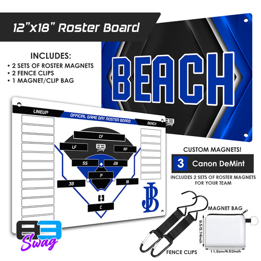 Jax Beach Baseball - JB VERSION - Custom Team Roster Magnetic Board