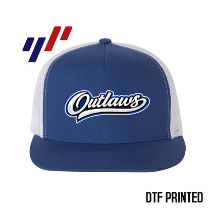 Yupoong 6006 Adult 5-Panel Classic Trucker Hat - DTF PRINTED - LBK Outlaws Baseball