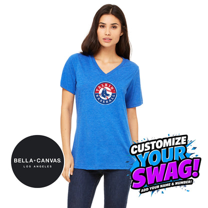 Bella + Canvas 6415 Ladies' Relaxed Triblend V-Neck T-Shirt - Talkin' Baseball