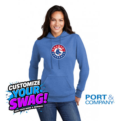 Port & Company Women's Core Fleece Pullover Hooded Sweatshirt LPC78H - Talkin' Baseball