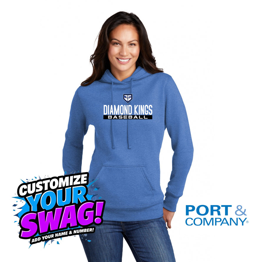 Port & Company Women's Core Fleece Pullover Hooded Sweatshirt LPC78H - JCB Diamond Kings Baseball