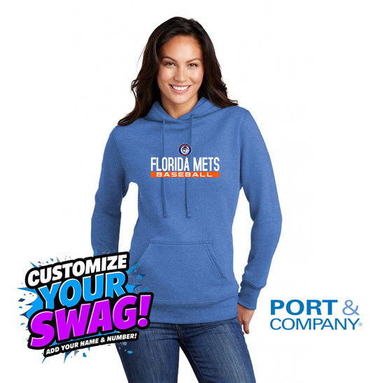 Port & Company Women's Core Fleece Pullover Hooded Sweatshirt LPC78H - Florida Mets Baseball