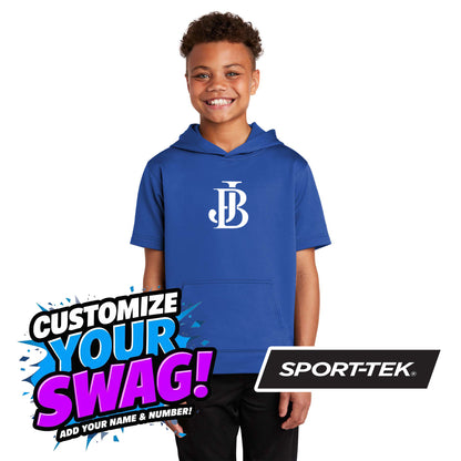Sport-Tek Youth Sport-Wick Fleece Short Sleeve Hooded Pullover - Jax Beach Baseball