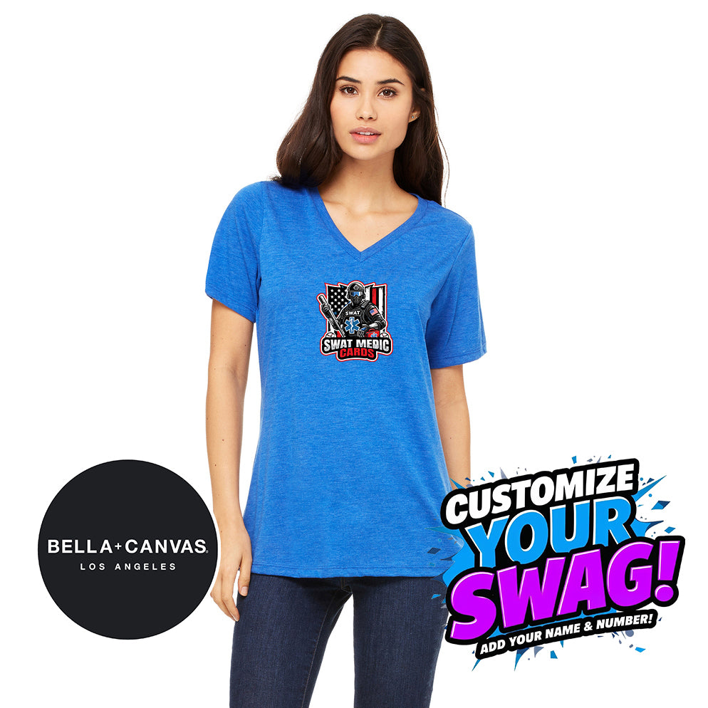 Bella + Canvas 6415 Ladies' Relaxed Triblend V-Neck T-Shirt - Swat Medic Cards