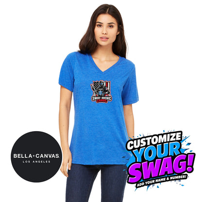 Bella + Canvas 6415 Ladies' Relaxed Triblend V-Neck T-Shirt - Swat Medic Cards