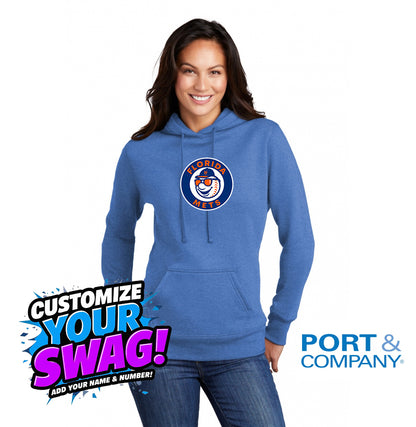 Port & Company Women's Core Fleece Pullover Hooded Sweatshirt LPC78H - Florida Mets Baseball