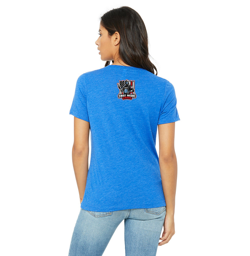 Bella + Canvas 6415 Ladies' Relaxed Triblend V-Neck T-Shirt - Swat Medic Cards