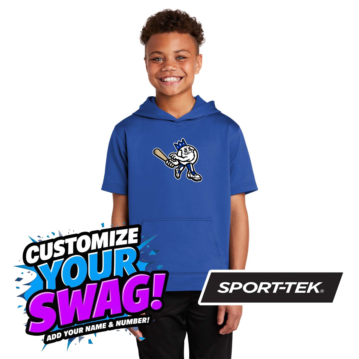 Sport-Tek Youth Sport-Wick Fleece Short Sleeve Hooded Pullover YST251 - JCB Diamond Kings Baseball