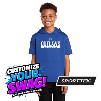 Sport-Tek Youth Sport-Wick Fleece Short Sleeve Hooded Pullover YST251 - LBK Outlaws Baseball