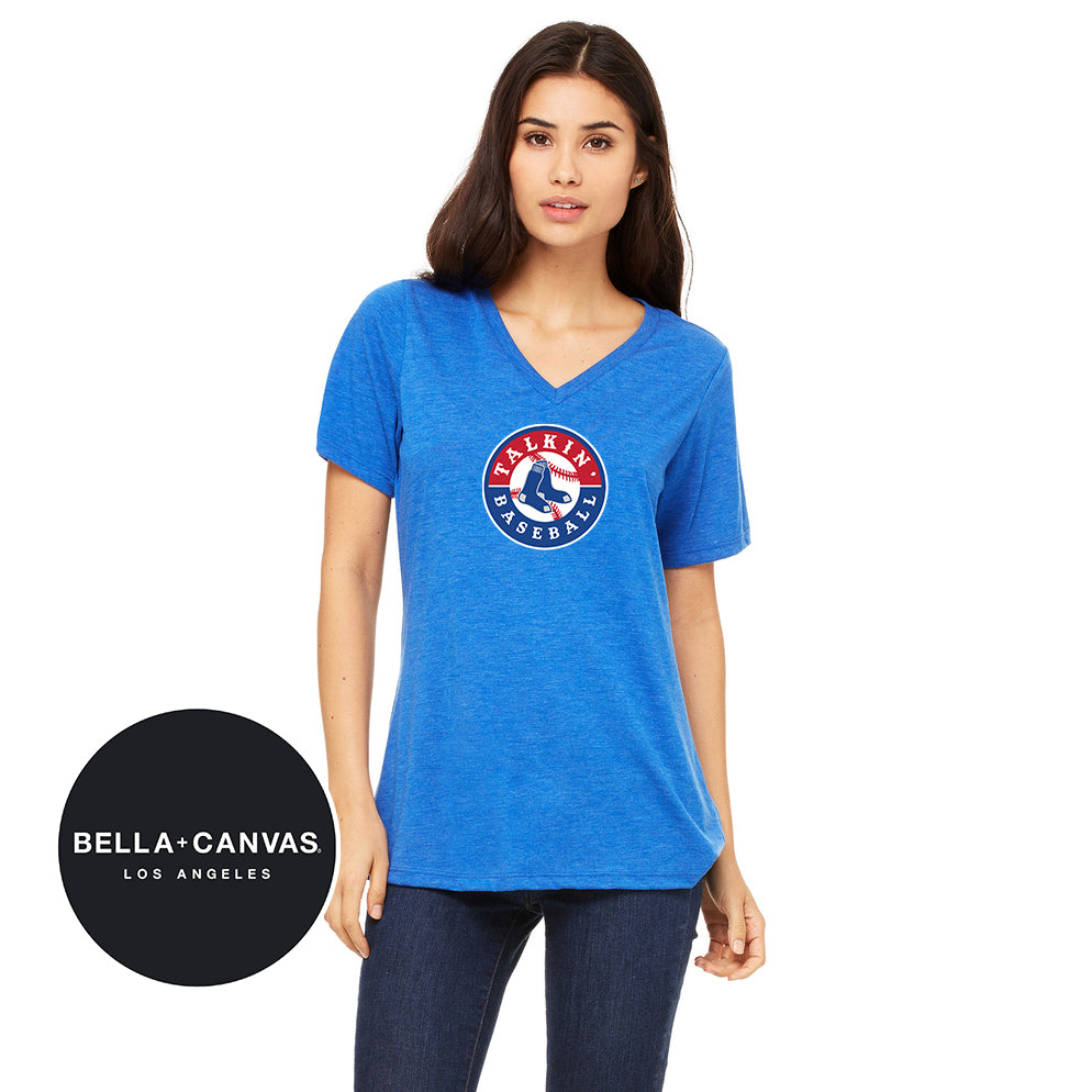 Bella + Canvas 6415 Ladies' Relaxed Triblend V-Neck T-Shirt - Talkin Baseball