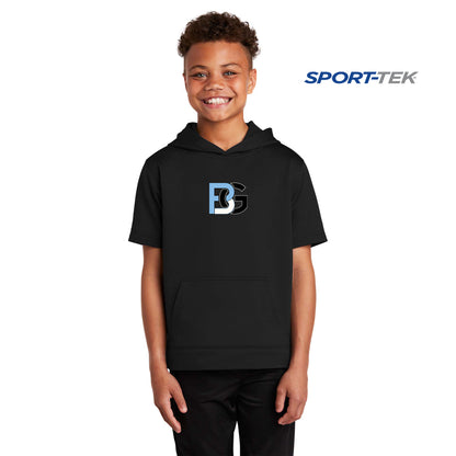 Sport-Tek Youth Sport-Wick Fleece Short Sleeve Hooded Pullover - Lightning Baseball