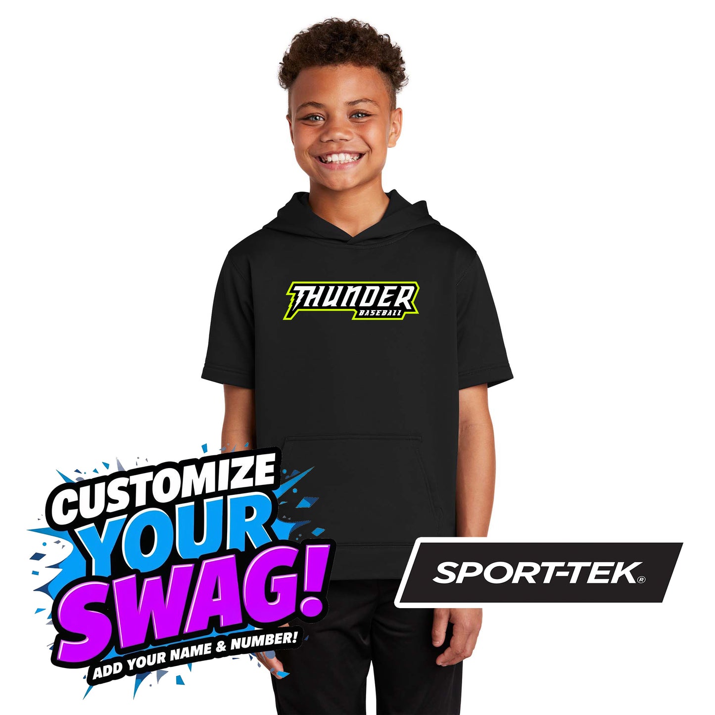 Sport-Tek Youth Sport-Wick Fleece Short Sleeve Hooded Pullover YST251 - Ponte Vedra Thunder Baseball