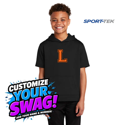 Sport-Tek Youth Sport-Wick Fleece Short Sleeve Hooded Pullover - Longwood Wrestling