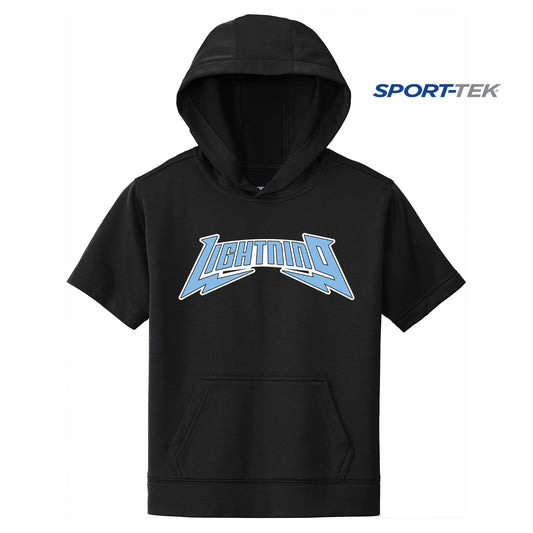 Sport-Tek Youth Sport-Wick Fleece Short Sleeve Hooded Pullover - Lightning Baseball