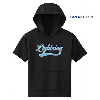Sport-Tek Youth Sport-Wick Fleece Short Sleeve Hooded Pullover - Lightning Baseball