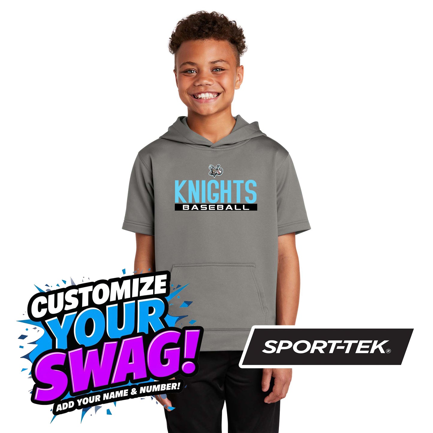 Sport-Tek Youth Sport-Wick Fleece Short Sleeve Hooded Pullover YST251 - Knights Baseball