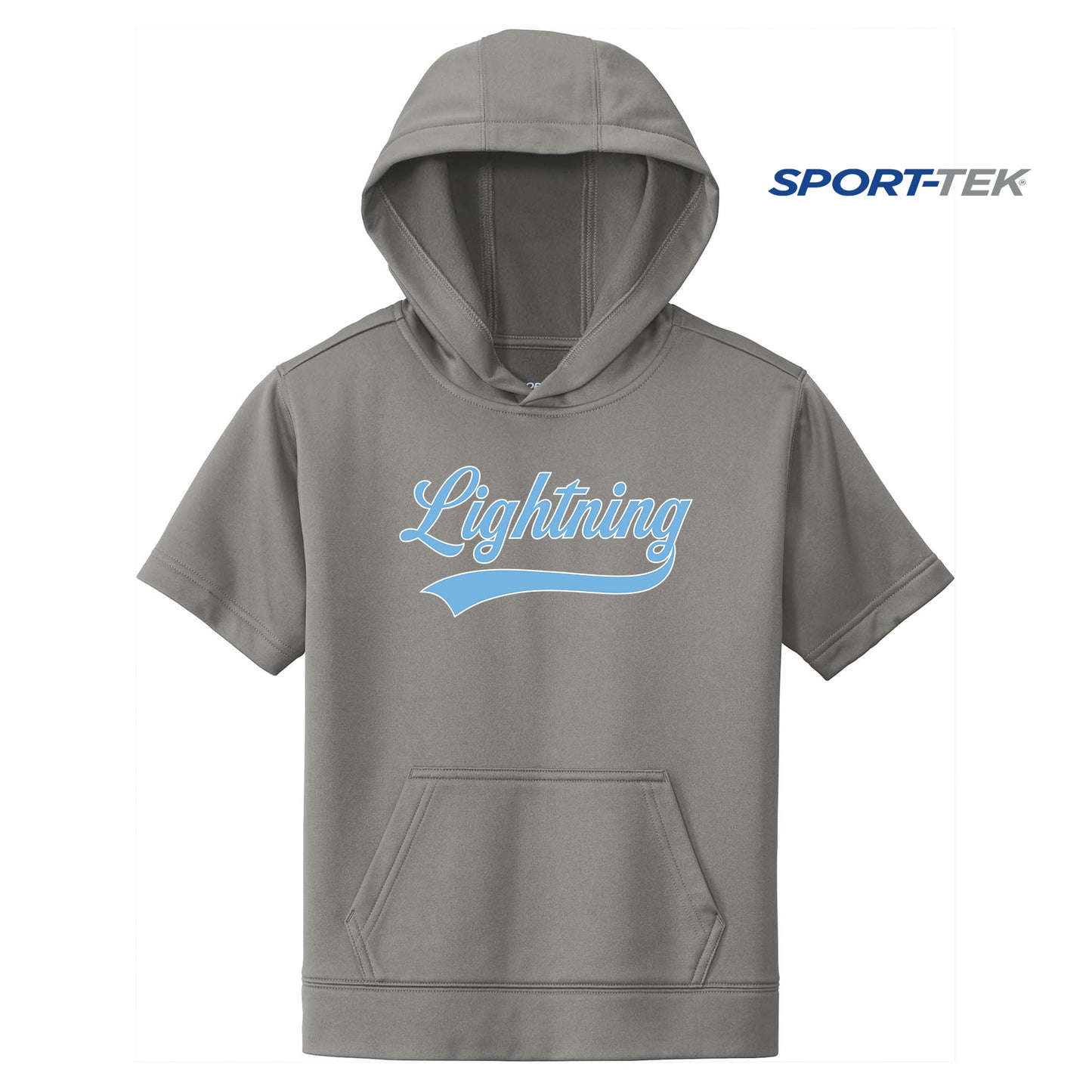 Sport-Tek Youth Sport-Wick Fleece Short Sleeve Hooded Pullover - Lightning Baseball