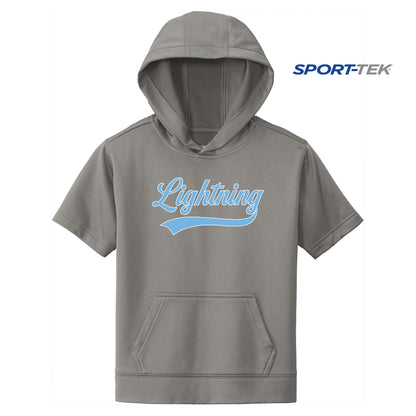 Sport-Tek Youth Sport-Wick Fleece Short Sleeve Hooded Pullover - Lightning Baseball