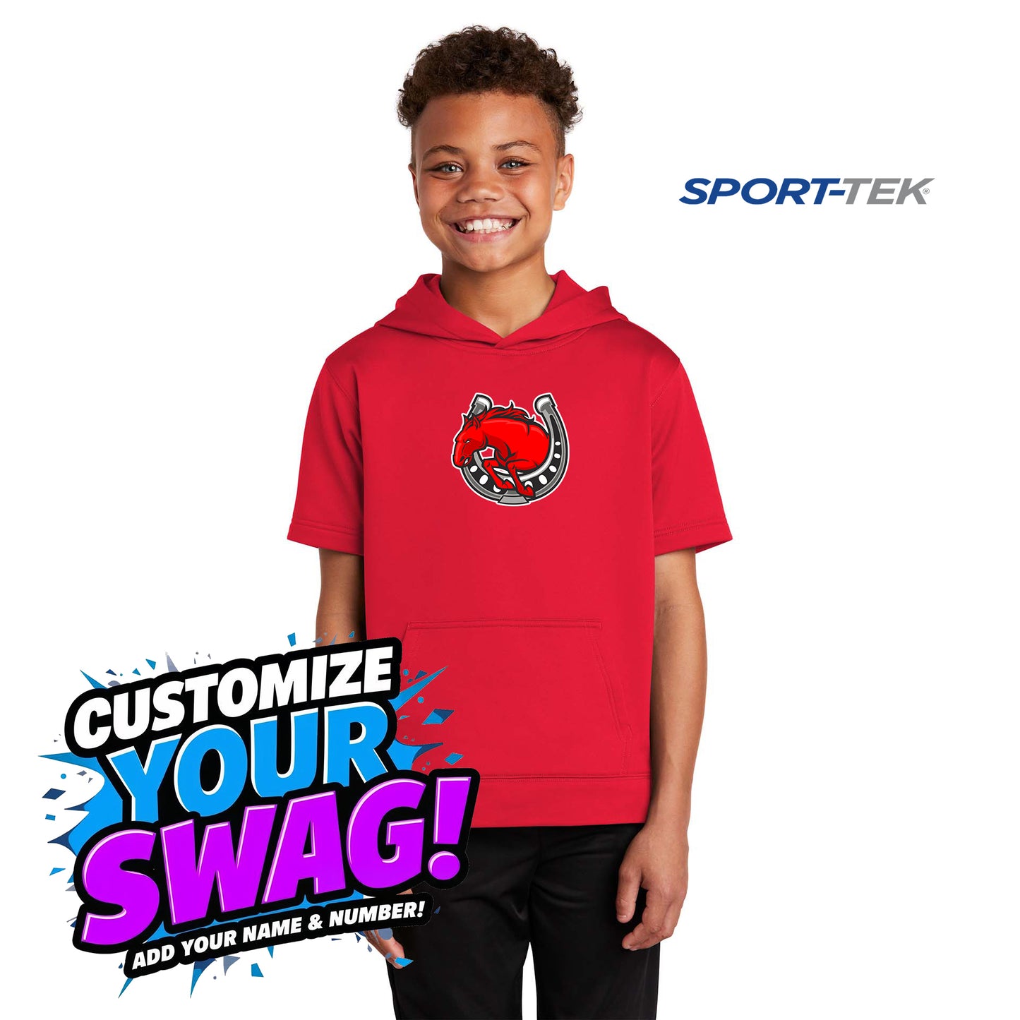 Sport-Tek Youth Sport-Wick Fleece Short Sleeve Hooded Pullover - Stillwater Hockey