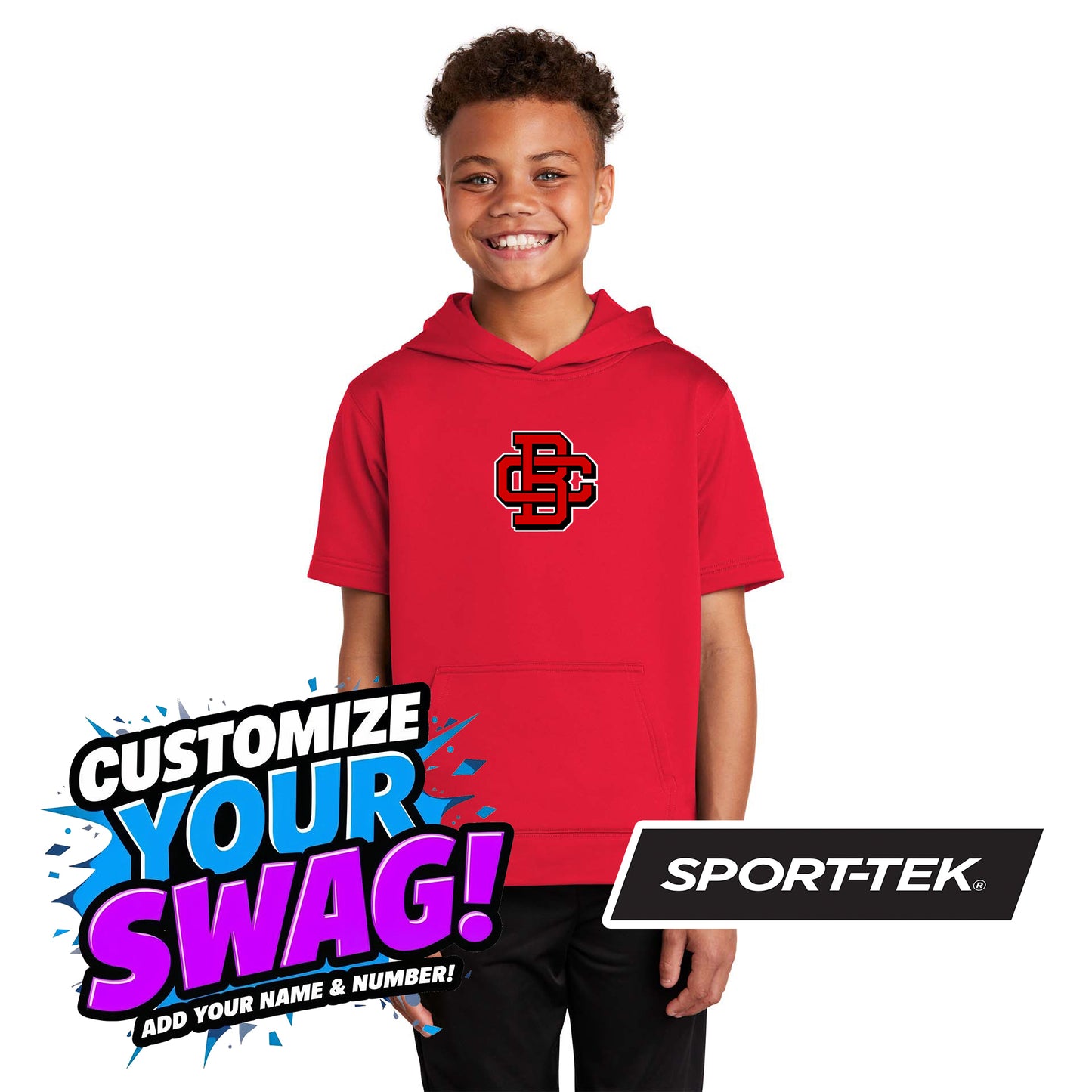 Sport-Tek Youth Sport-Wick Fleece Short Sleeve Hooded Pullover YST251 - Creeks Baseball Club - CBC