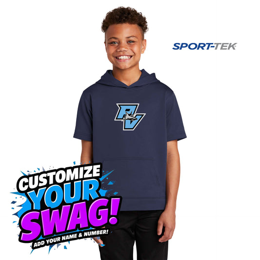 Sport-Tek Youth Sport-Wick Fleece Short Sleeve Hooded Pullover - PVAA Sharks