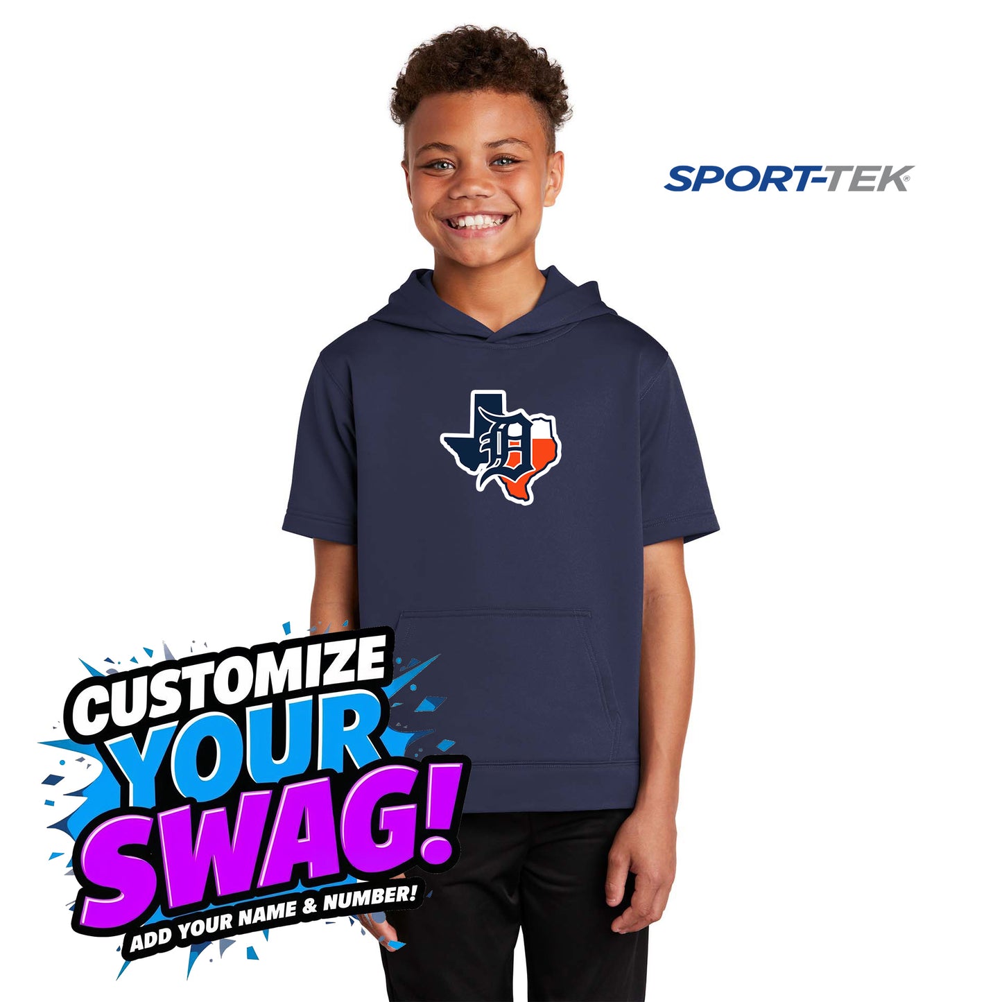 Sport-Tek Sport-Wick Fleece Short Sleeve Hooded Pullover - Dallas Tigers Baseball