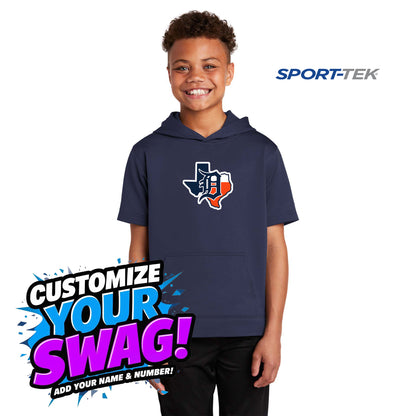 Sport-Tek Sport-Wick Fleece Short Sleeve Hooded Pullover - Dallas Tigers Baseball