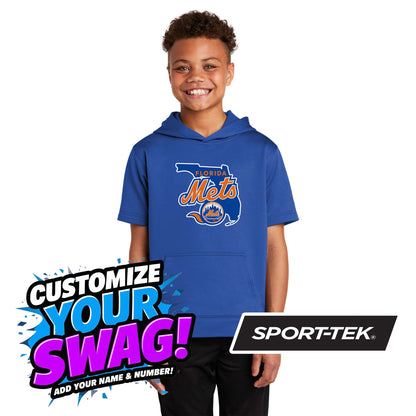 Sport-Tek Youth Sport-Wick Fleece Short Sleeve Hooded Pullover YST251 - Florida Mets Baseball