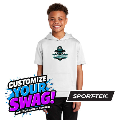 Sport-Tek Youth Sport-Wick Fleece Short Sleeve Hooded Pullover YST251 - Diamond Dawgs Baseball