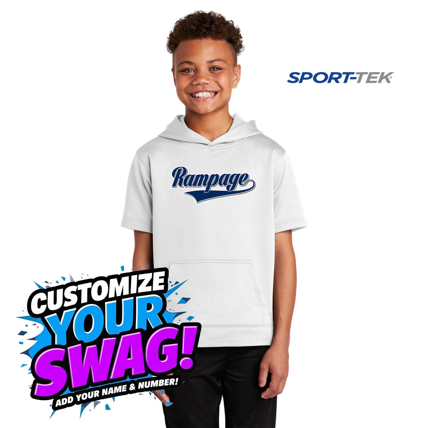 Sport-Tek Youth Sport-Wick Fleece Short Sleeve Hooded Pullover - Mississippi Rampage