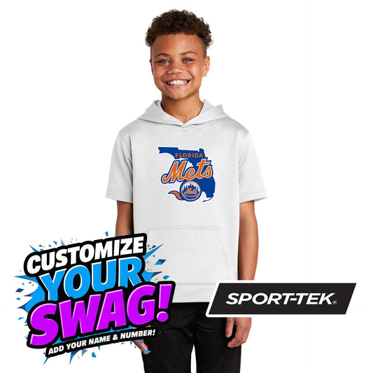 Sport-Tek Youth Sport-Wick Fleece Short Sleeve Hooded Pullover YST251 - Florida Mets Baseball