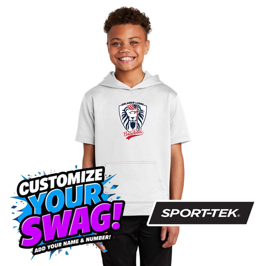 Sport-Tek Youth Sport-Wick Fleece Short Sleeve Hooded Pullover YST251 - Orlando Lions Baseball