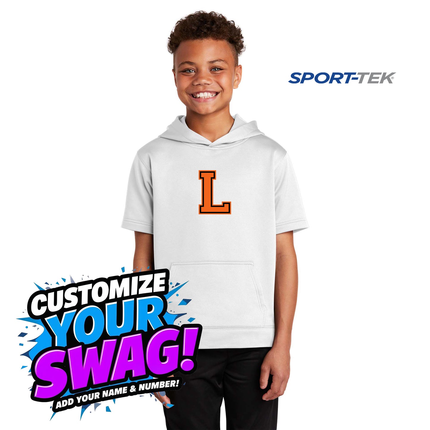 Sport-Tek Youth Sport-Wick Fleece Short Sleeve Hooded Pullover - Longwood Wrestling