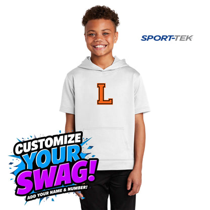 Sport-Tek Youth Sport-Wick Fleece Short Sleeve Hooded Pullover - Longwood Wrestling